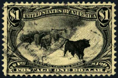 US Stamp Price Scott Catalogue 292 - 1898 US$1.00 Trans Mississippi Exposition. Harmer-Schau Auction Galleries, Jan 2013, Sale 96, Lot 527