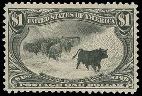 Values of US Stamps Scott Catalog # 292: US$1.00 1898 Trans Mississippi Exposition. H.R. Harmer, Jun 2013, Sale 3003, Lot 1187