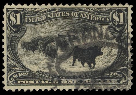 US Stamps Values Scott Catalogue # 292 - US$1.00 1898 Trans Mississippi Exposition. Daniel Kelleher Auctions, Oct 2012, Sale 632, Lot 1207