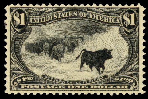 Prices of US Stamp Scott Catalog 292: 1898 US$1.00 Trans Mississippi Exposition. Daniel Kelleher Auctions, Aug 2015, Sale 672, Lot 2577