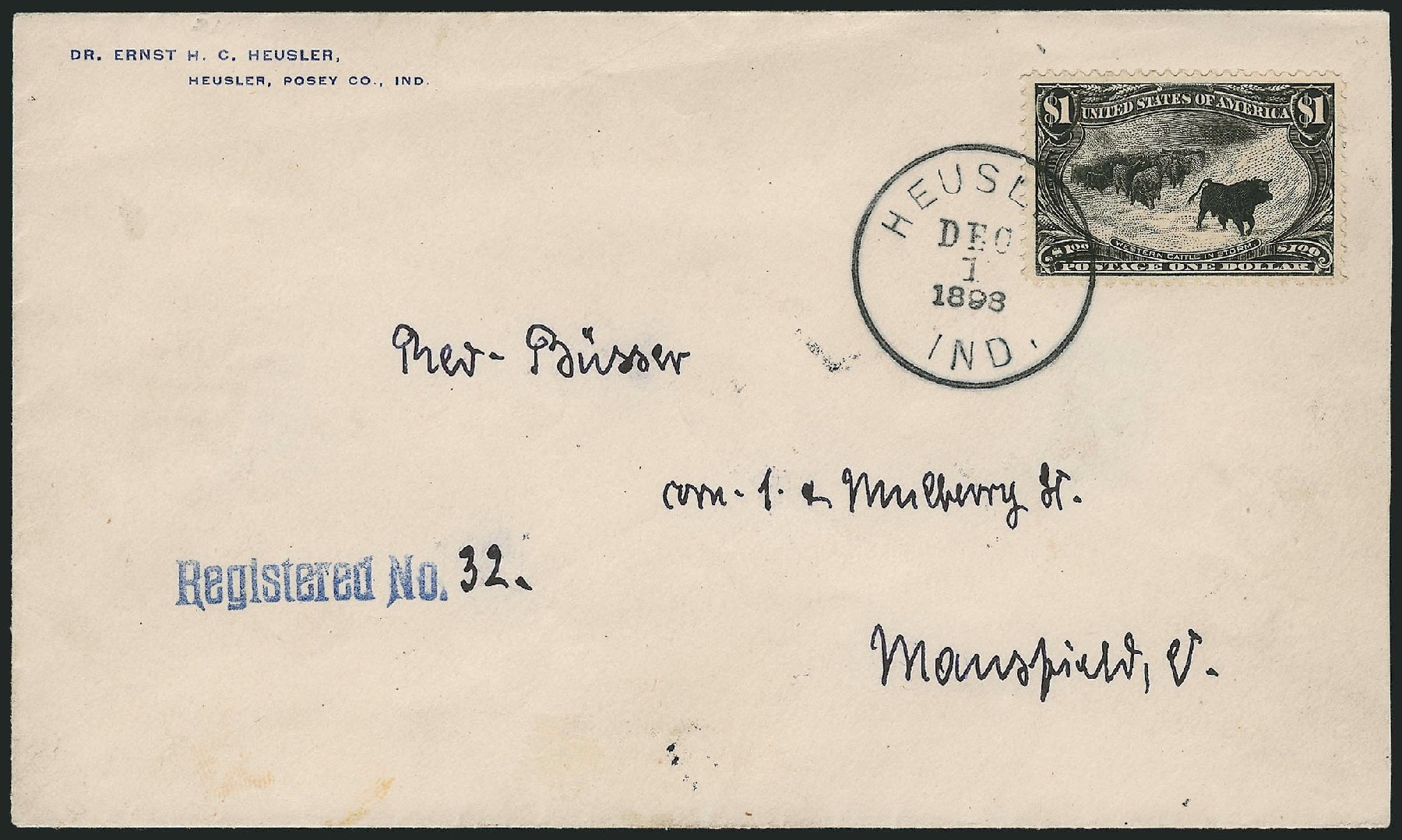 US Stamp Value Scott Catalog # 292: US$1.00 1898 Trans Mississippi Exposition. Robert Siegel Auction Galleries, Nov 2013, Sale 1056, Lot 437