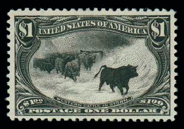 US Stamp Values Scott 292 - US$1.00 1898 Trans Mississippi Exposition. Matthew Bennett International, Dec 2007, Sale 325, Lot 1858