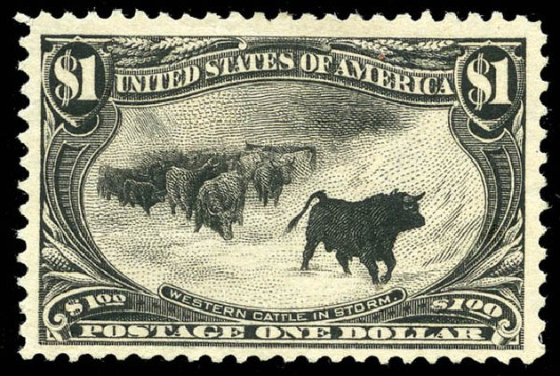US Stamp Values Scott Catalogue # 292: US$1.00 1898 Trans Mississippi Exposition. Matthew Bennett International, Mar 2012, Sale 344, Lot 4478