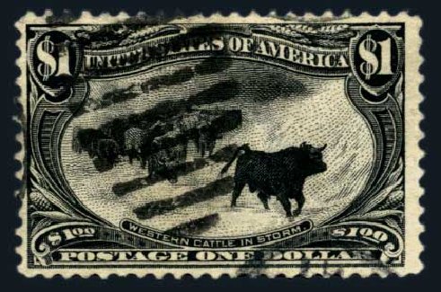 Values of US Stamps Scott 292 - US$1.00 1898 Trans Mississippi Exposition. Harmer-Schau Auction Galleries, Aug 2014, Sale 102, Lot 1938