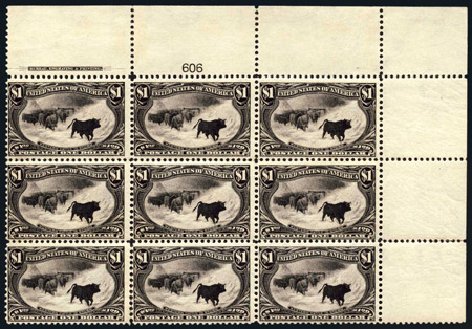 US Stamp Value Scott Catalog 292: US$1.00 1898 Trans Mississippi Exposition. Harmer-Schau Auction Galleries, Feb 2009, Sale 80, Lot 1248