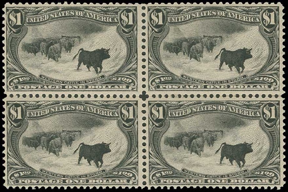 Costs of US Stamps Scott #292 - US$1.00 1898 Trans Mississippi Exposition. H.R. Harmer, Jun 2013, Sale 3003, Lot 1188