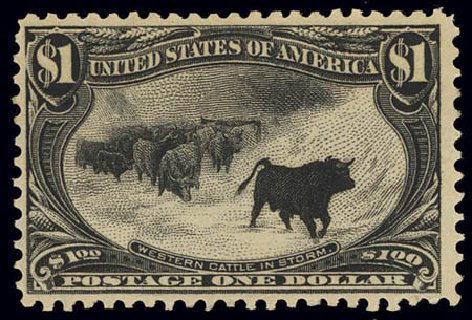 Price of US Stamp Scott Cat. #292 - 1898 US$1.00 Trans Mississippi Exposition. Daniel Kelleher Auctions, Feb 2013, Sale 634, Lot 198
