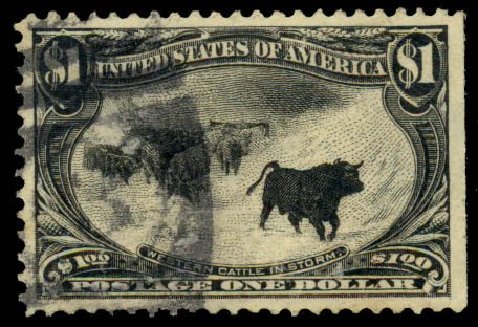 US Stamps Values Scott Cat. #292: US$1.00 1898 Trans Mississippi Exposition. Daniel Kelleher Auctions, Sep 2013, Sale 639, Lot 418