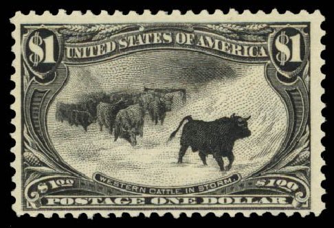 Prices of US Stamps Scott 292 - 1898 US$1.00 Trans Mississippi Exposition. Daniel Kelleher Auctions, Dec 2013, Sale 640, Lot 258