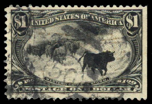 Values of US Stamp Scott Catalogue #292: US$1.00 1898 Trans Mississippi Exposition. Daniel Kelleher Auctions, May 2015, Sale 669, Lot 2828