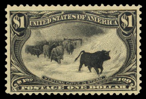 US Stamp Values Scott # 292: US$1.00 1898 Trans Mississippi Exposition. Daniel Kelleher Auctions, Aug 2015, Sale 672, Lot 2578