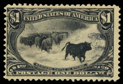 US Stamps Values Scott # 292: US$1.00 1898 Trans Mississippi Exposition. Daniel Kelleher Auctions, Aug 2015, Sale 672, Lot 2588