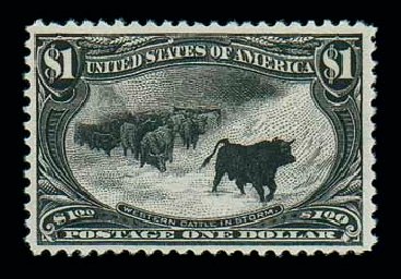 US Stamp Prices Scott 292: US$1.00 1898 Trans Mississippi Exposition. Matthew Bennett International, Dec 2007, Sale 325, Lot 1859