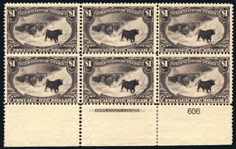 Values of US Stamps Scott Catalog 292: US$1.00 1898 Trans Mississippi Exposition. Harmer-Schau Auction Galleries, Feb 2009, Sale 80, Lot 1249