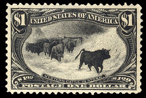 Cost of US Stamps Scott Catalogue # 292 - 1898 US$1.00 Trans Mississippi Exposition. Cherrystone Auctions, Jul 2009, Sale 200907, Lot 150