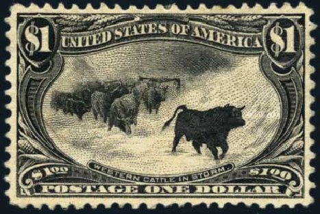 Values of US Stamp Scott Catalogue #292: US$1.00 1898 Trans Mississippi Exposition. Harmer-Schau Auction Galleries, Jan 2014, Sale 100, Lot 540