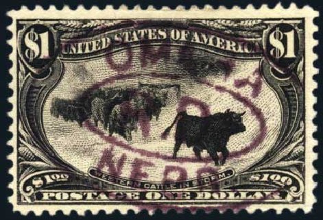 Prices of US Stamps Scott #292: US$1.00 1898 Trans Mississippi Exposition. Harmer-Schau Auction Galleries, Feb 2009, Sale 80, Lot 1250