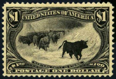 Values of US Stamp Scott # 292: US$1.00 1898 Trans Mississippi Exposition. Harmer-Schau Auction Galleries, Oct 2012, Sale 95, Lot 230