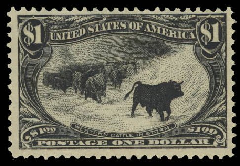 US Stamp Values Scott Catalogue # 292 - 1898 US$1.00 Trans Mississippi Exposition. Daniel Kelleher Auctions, Jun 2012, Sale 630, Lot 1670