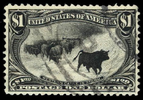 US Stamp Values Scott Cat. # 292: 1898 US$1.00 Trans Mississippi Exposition. Daniel Kelleher Auctions, Dec 2012, Sale 633, Lot 500