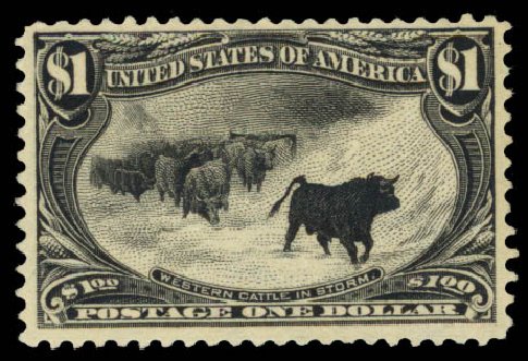 Cost of US Stamps Scott Catalogue 292 - US$1.00 1898 Trans Mississippi Exposition. Daniel Kelleher Auctions, Jan 2015, Sale 663, Lot 1570