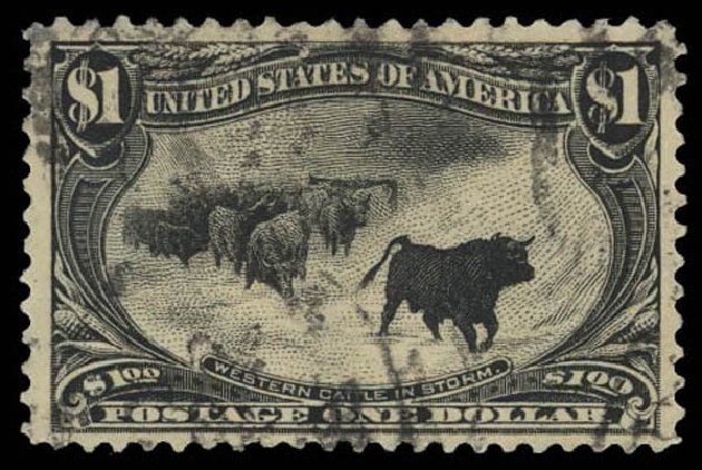 US Stamp Values Scott #292: 1898 US$1.00 Trans Mississippi Exposition. Daniel Kelleher Auctions, Oct 2011, Sale 626, Lot 281