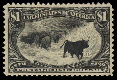 Costs of US Stamps Scott Catalogue 292 - 1898 US$1.00 Trans Mississippi Exposition. Daniel Kelleher Auctions, Jan 2012, Sale 628, Lot 411