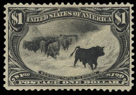 Cost of US Stamp Scott Catalog 292: US$1.00 1898 Trans Mississippi Exposition. Daniel Kelleher Auctions, Aug 2012, Sale 631, Lot 1021