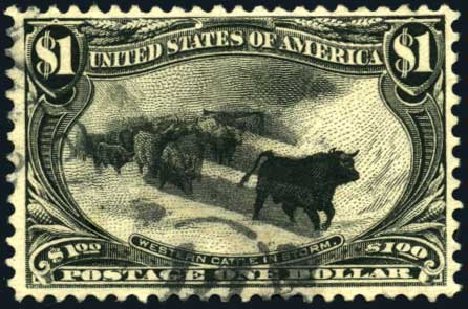 US Stamp Values Scott Catalogue 292: US$1.00 1898 Trans Mississippi Exposition. Harmer-Schau Auction Galleries, Oct 2008, Sale 79, Lot 164