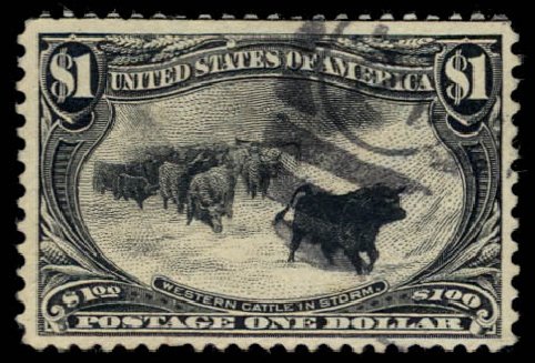 Prices of US Stamps Scott Cat. 292 - 1898 US$1.00 Trans Mississippi Exposition. Daniel Kelleher Auctions, Jul 2011, Sale 625, Lot 884