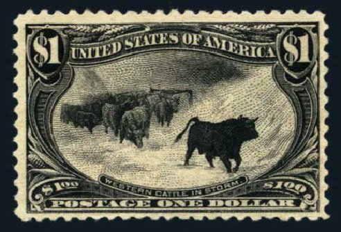 Values of US Stamps Scott Cat. 292: 1898 US$1.00 Trans Mississippi Exposition. Harmer-Schau Auction Galleries, Aug 2014, Sale 102, Lot 1935