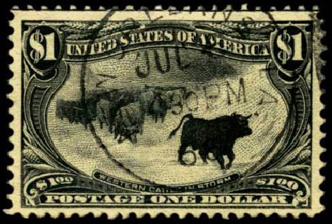 Values of US Stamp Scott Catalog #292 - US$1.00 1898 Trans Mississippi Exposition. Harmer-Schau Auction Galleries, Feb 2012, Sale 92, Lot 1065