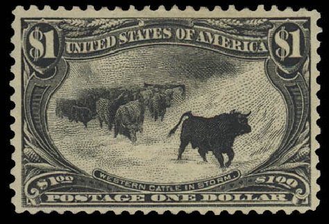 Value of US Stamp Scott Cat. 292: US$1.00 1898 Trans Mississippi Exposition. Daniel Kelleher Auctions, Oct 2012, Sale 632, Lot 1205