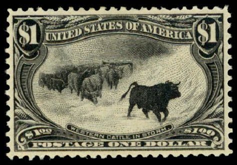 US Stamp Values Scott Cat. 292: 1898 US$1.00 Trans Mississippi Exposition. Daniel Kelleher Auctions, Apr 2013, Sale 636, Lot 235