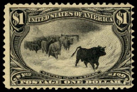 US Stamps Value Scott Cat. 292 - 1898 US$1.00 Trans Mississippi Exposition. Daniel Kelleher Auctions, Sep 2014, Sale 655, Lot 365