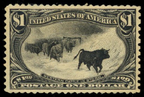 US Stamps Value Scott Cat. #292: US$1.00 1898 Trans Mississippi Exposition. Daniel Kelleher Auctions, Jan 2015, Sale 663, Lot 1575