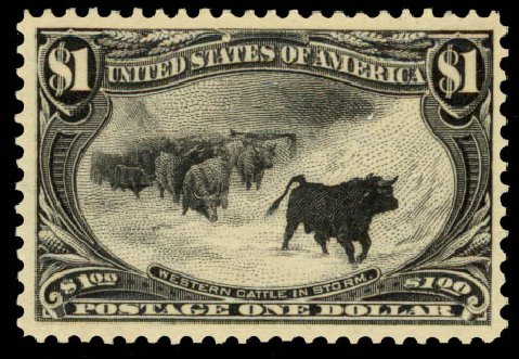 Costs of US Stamps Scott 292 - 1898 US$1.00 Trans Mississippi Exposition. Daniel Kelleher Auctions, Aug 2015, Sale 672, Lot 2575