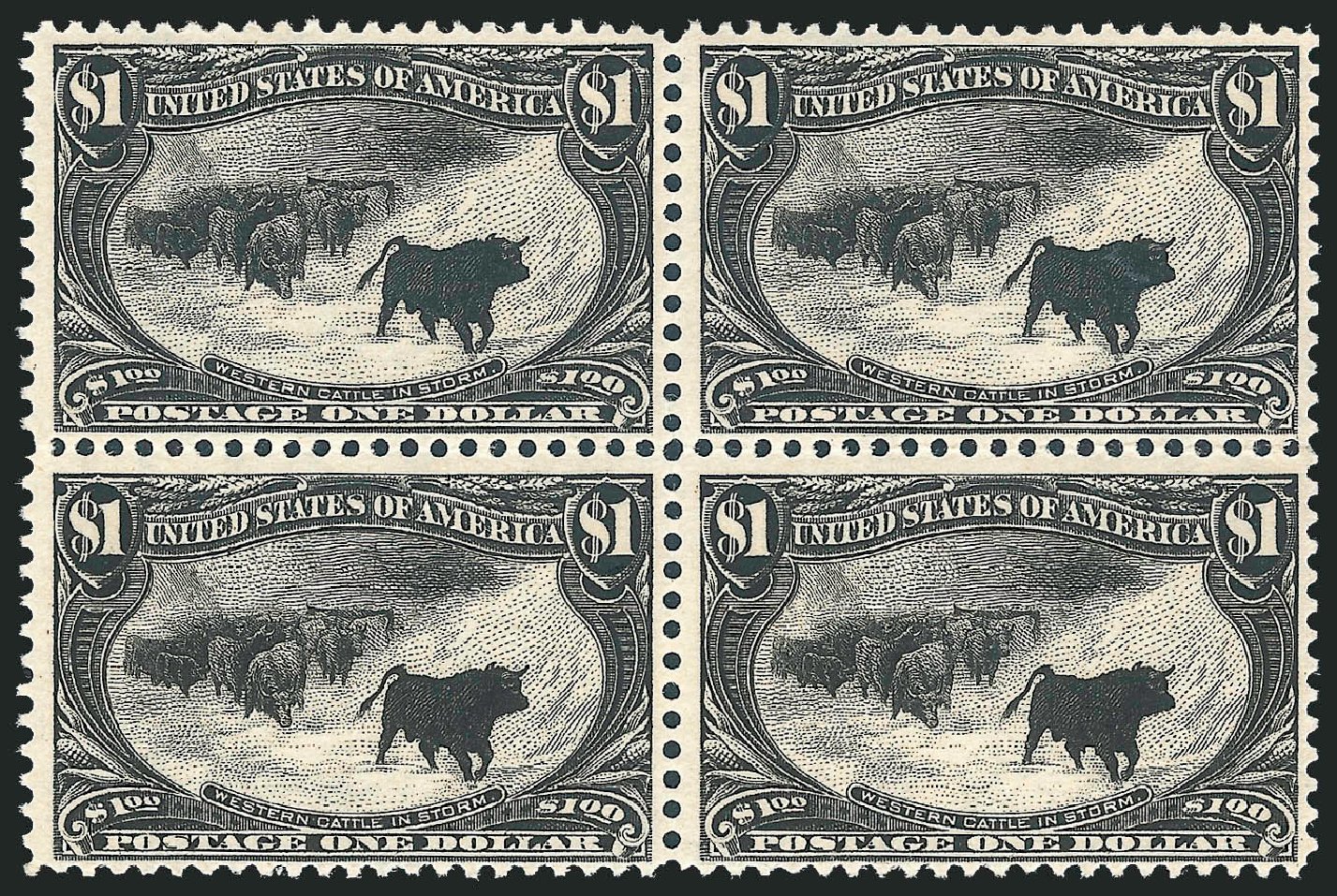 Values of US Stamp Scott Catalog #292: US$1.00 1898 Trans Mississippi Exposition. Robert Siegel Auction Galleries, Dec 2012, Sale 1037, Lot 1925