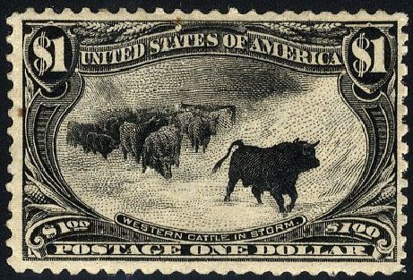 Price of US Stamps Scott Catalogue # 292 - 1898 US$1.00 Trans Mississippi Exposition. Cherrystone Auctions, Jan 2008, Sale 200801, Lot 1182