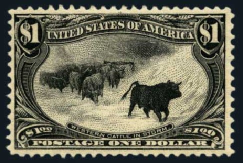 Prices of US Stamps Scott Cat. 292 - US$1.00 1898 Trans Mississippi Exposition. Harmer-Schau Auction Galleries, Aug 2014, Sale 102, Lot 1932