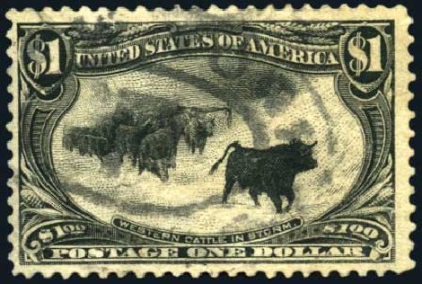 US Stamps Prices Scott 292: US$1.00 1898 Trans Mississippi Exposition. Harmer-Schau Auction Galleries, Oct 2008, Sale 79, Lot 162