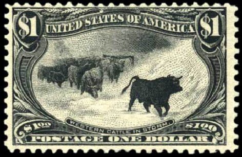 US Stamp Prices Scott Catalogue 292: 1898 US$1.00 Trans Mississippi Exposition. Harmer-Schau Auction Galleries, Oct 2010, Sale 87, Lot 252