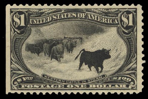 US Stamp Prices Scott #292 - 1898 US$1.00 Trans Mississippi Exposition. Daniel Kelleher Auctions, Jan 2012, Sale 628, Lot 412