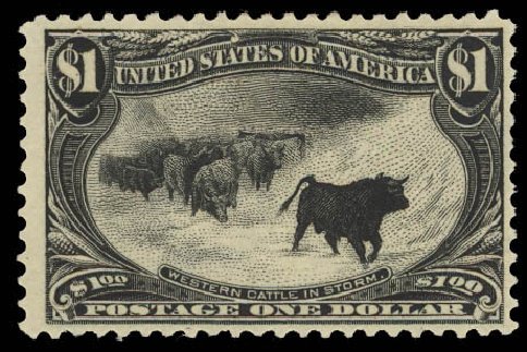 Value of US Stamps Scott Catalog #292: 1898 US$1.00 Trans Mississippi Exposition. Daniel Kelleher Auctions, Jun 2012, Sale 630, Lot 1672