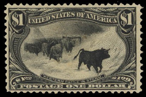 US Stamp Values Scott Cat. #292: US$1.00 1898 Trans Mississippi Exposition. Daniel Kelleher Auctions, Aug 2012, Sale 631, Lot 1022
