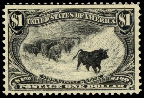 US Stamps Values Scott Catalog # 292 - US$1.00 1898 Trans Mississippi Exposition. Daniel Kelleher Auctions, May 2014, Sale 652, Lot 442