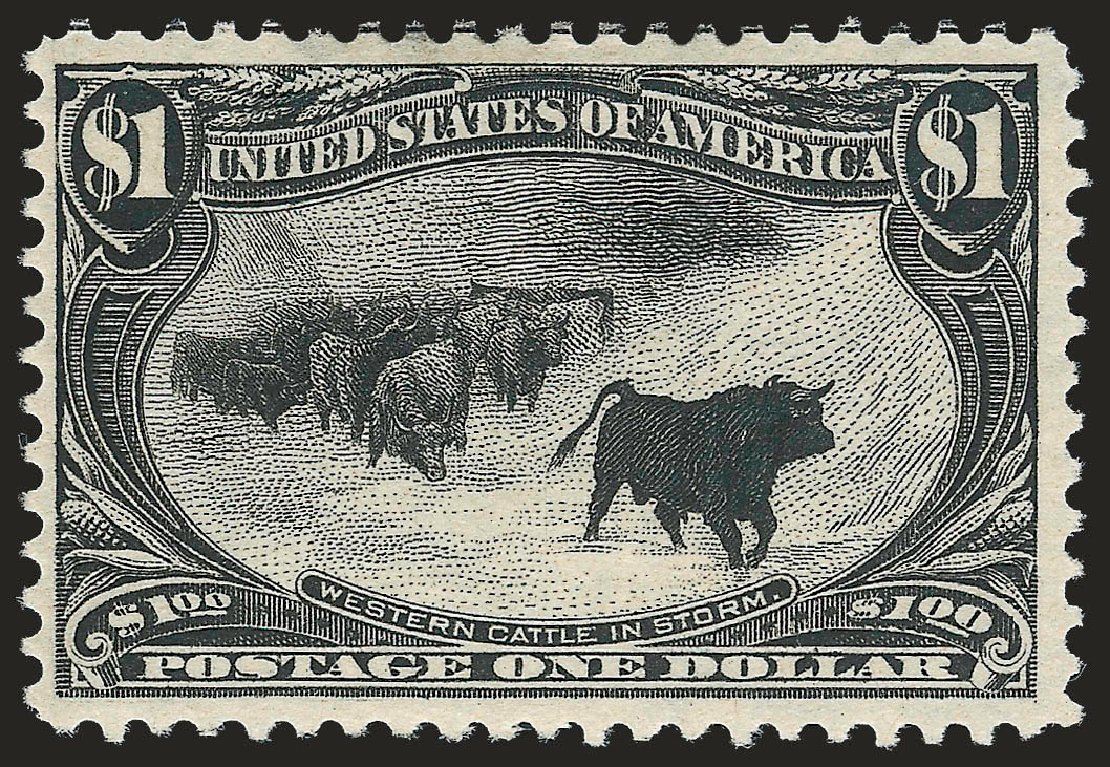 US Stamp Values Scott Catalog 292 - US$1.00 1898 Trans Mississippi Exposition. Robert Siegel Auction Galleries, Dec 2009, Sale 982, Lot 5652