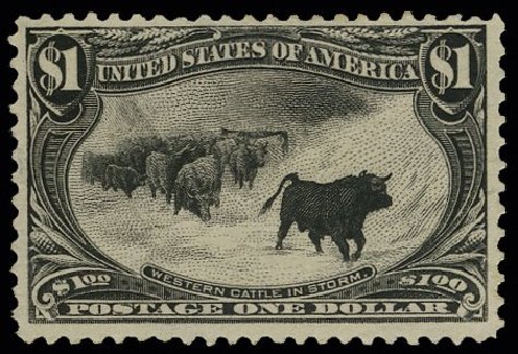 Costs of US Stamp Scott 292 - 1898 US$1.00 Trans Mississippi Exposition. H.R. Harmer, May 2014, Sale 3005, Lot 1223