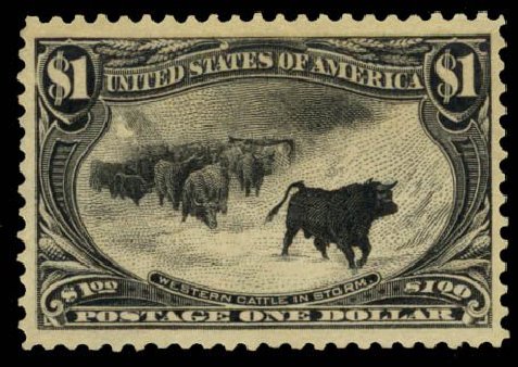 US Stamp Value Scott Catalog #292: 1898 US$1.00 Trans Mississippi Exposition. Daniel Kelleher Auctions, Sep 2014, Sale 655, Lot 363