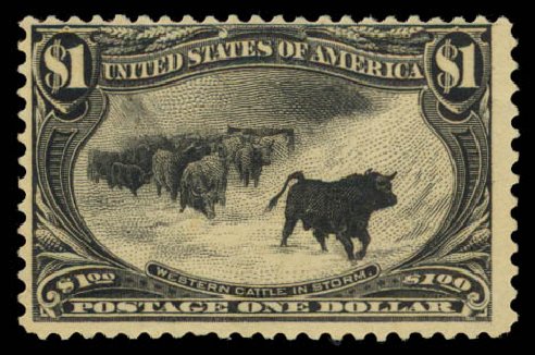 Cost of US Stamps Scott Catalog 292: 1898 US$1.00 Trans Mississippi Exposition. Daniel Kelleher Auctions, Aug 2015, Sale 672, Lot 2583